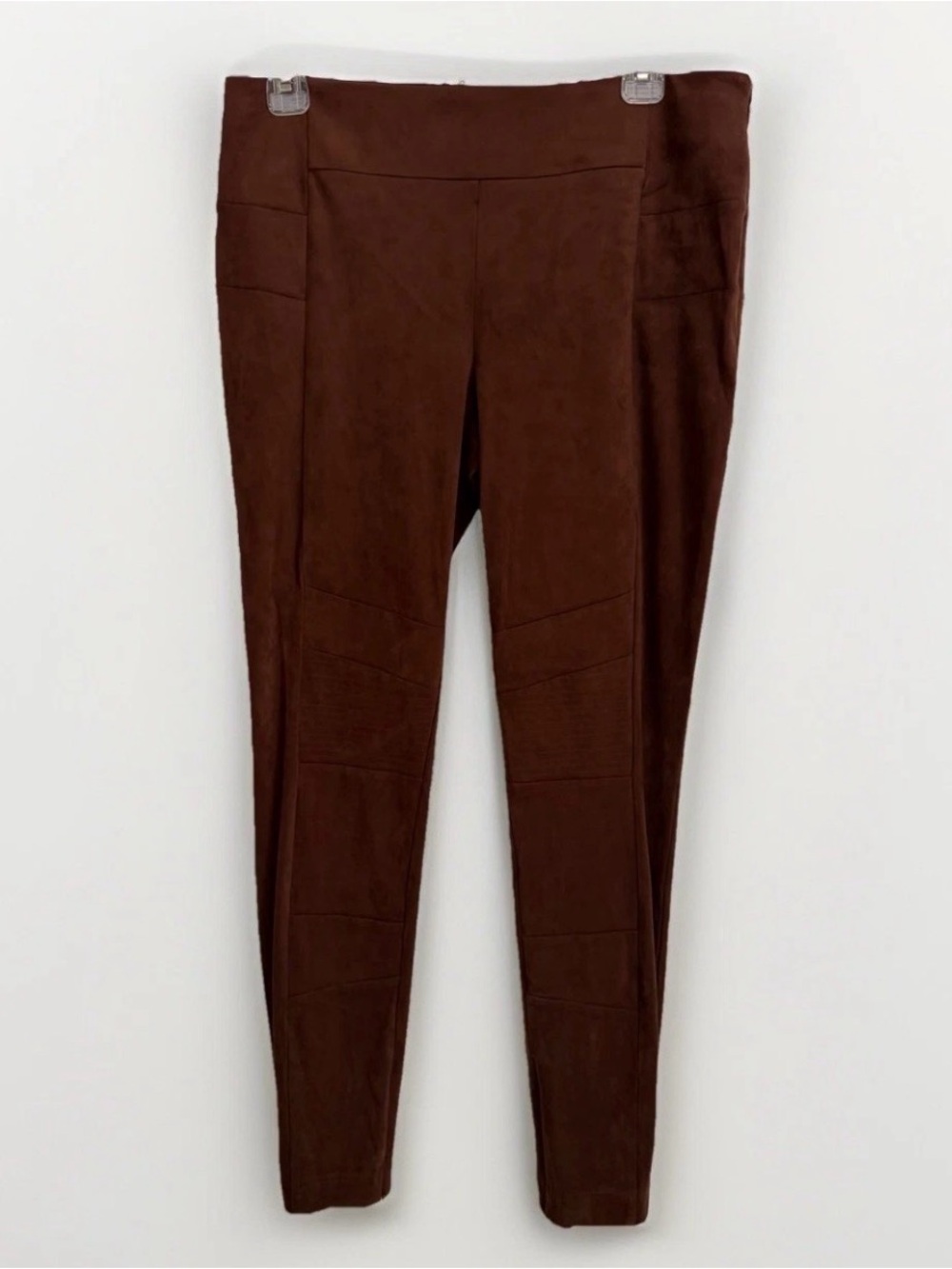 Sundance Luxe Dreams Faux Suede Pants Women’s 8 Brown Ankle Zip Stretch Moto